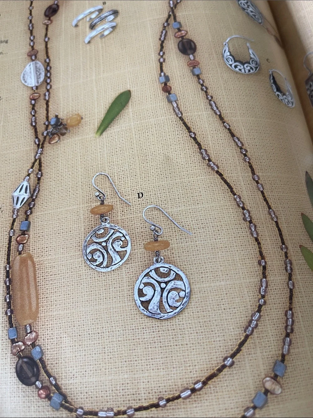Silpada Mustard Yellow Bead with Silver Scroll Drop Earrings